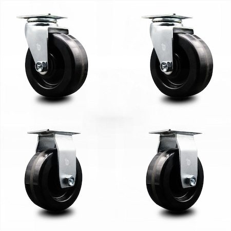 Service Caster 5 Inch Phenolic Caster Set with Roller Bearings 2 Swivel 2 Rigid SCC SCC-20S520-PHR-2-R-2